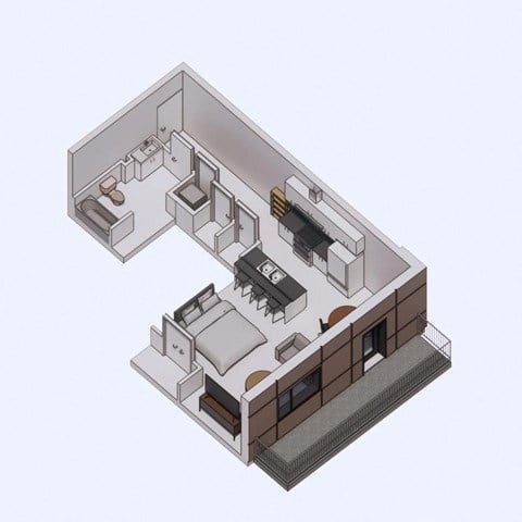 Floor plan for studio, 1 bath, 683 sqft